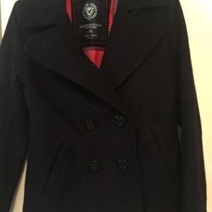 American Eagle Outfitters Navy Wool Blend Coat - S